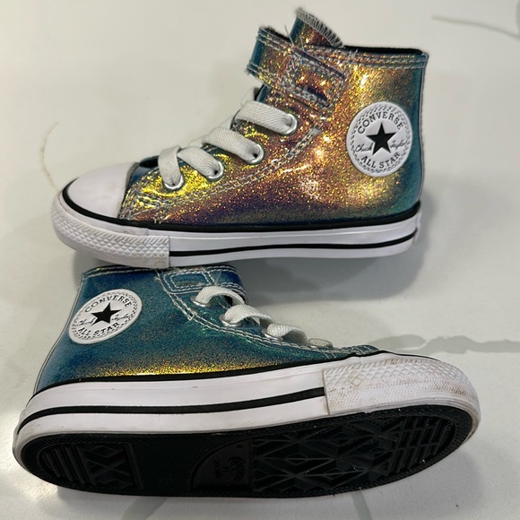 Converse Other - Converse girls high tops rainbow iridescent glitter size 7